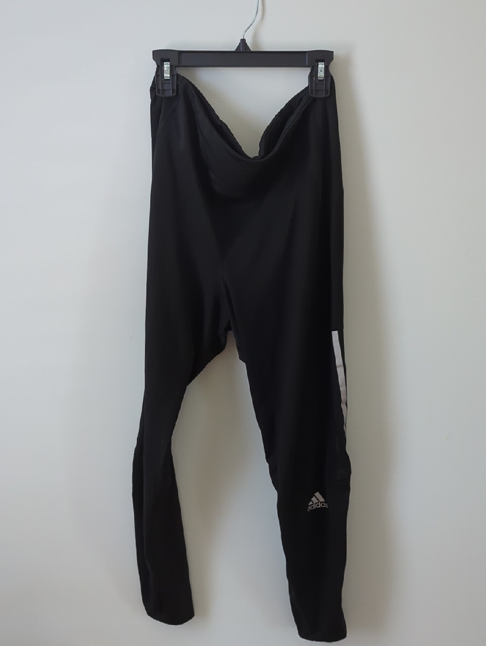 adidas Black Performance Leggings with White Side Stripe